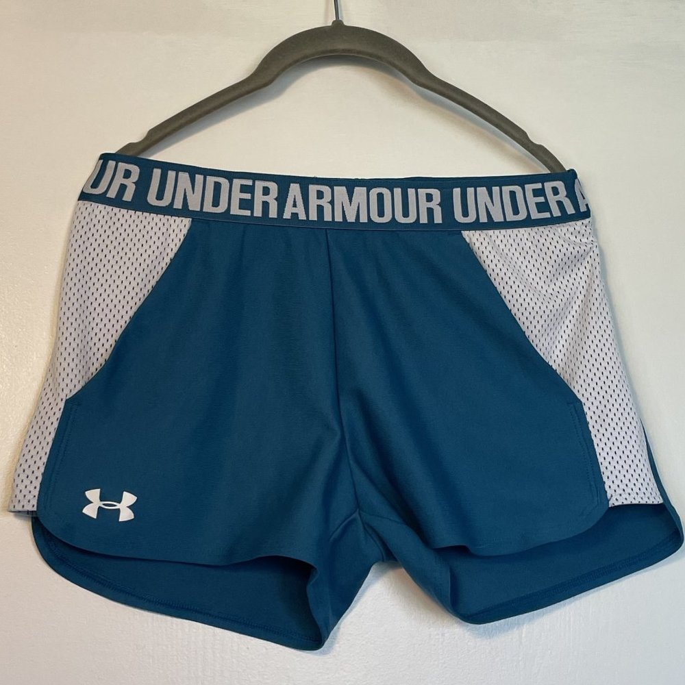 Blue Under Armour Running Jogging Shorts Breathable Mesh Liner